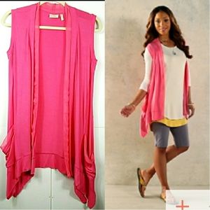 ⭐3/$30 LOGO Laurie Goldstein Hot Pink Duster XXS